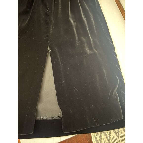 Vintage 80s Black Velvet Evening Dress Dolman Sleeves Open Back Size 6. Z - Picture 6 of 7